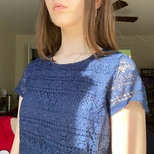 🌊 Navy Blue Shirt With Lace Detailing 🌊